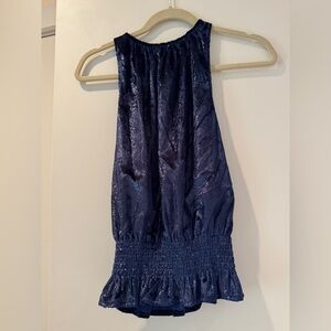 Ramy Brook Shimmering Midnight Blue Blouse